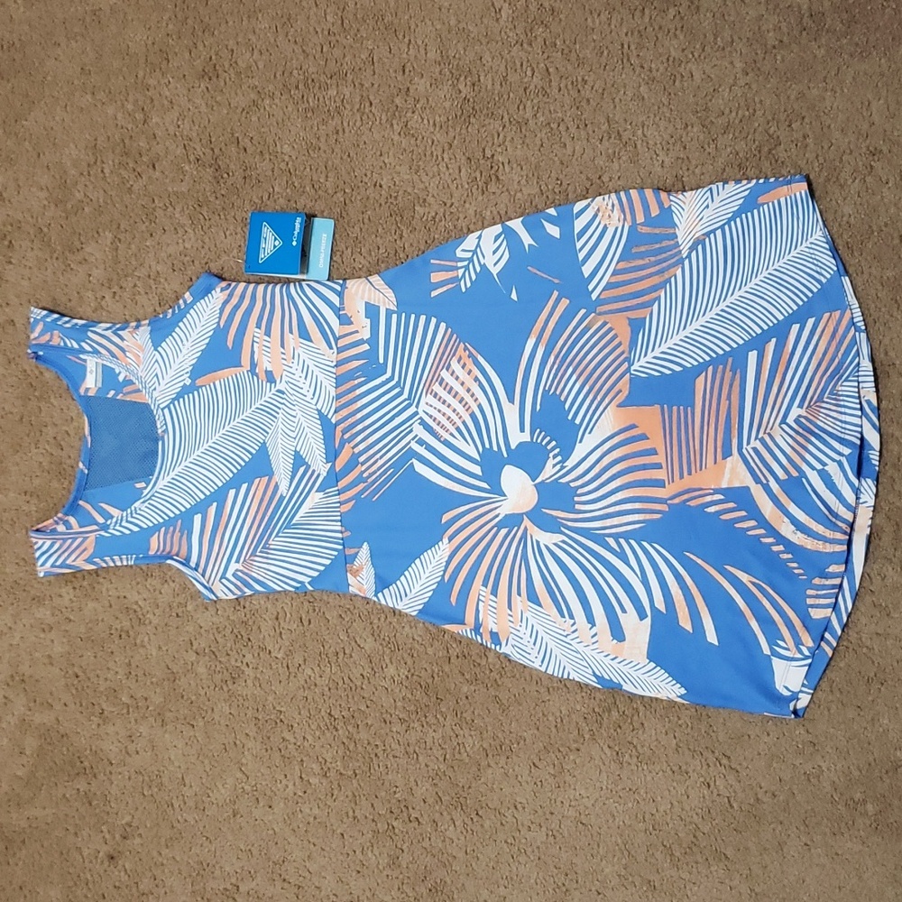 Columbia PFG Midway Bay Dress Tunic Blue Tropical Design Size XXS 2TP $50 NWT